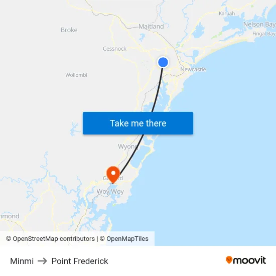 Minmi to Point Frederick map