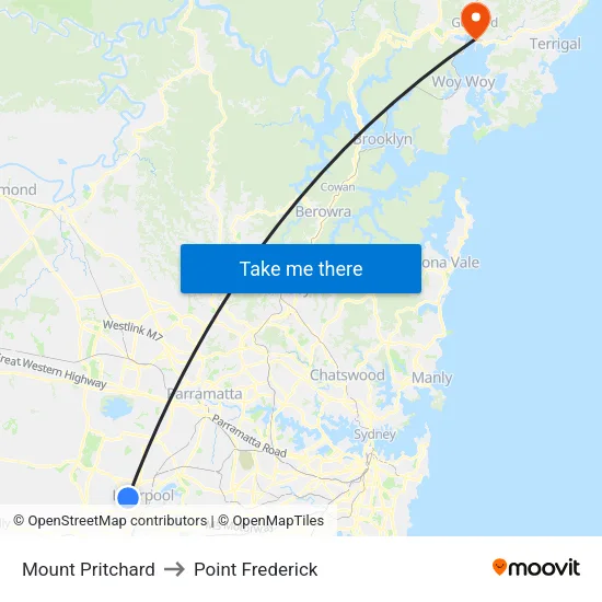 Mount Pritchard to Point Frederick map