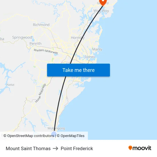 Mount Saint Thomas to Point Frederick map