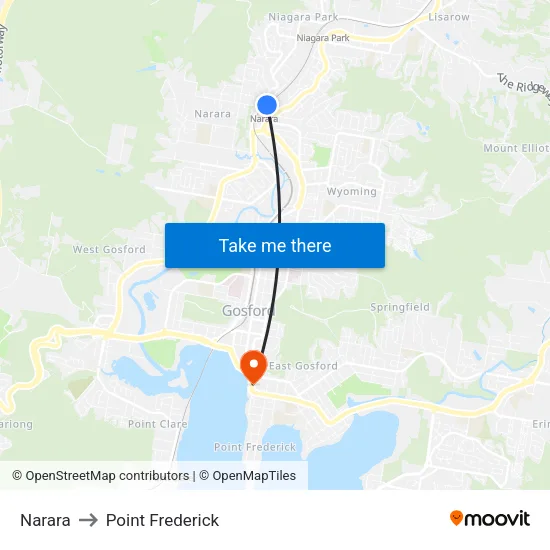 Narara to Point Frederick map
