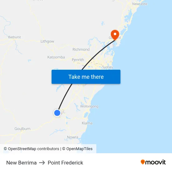 New Berrima to Point Frederick map