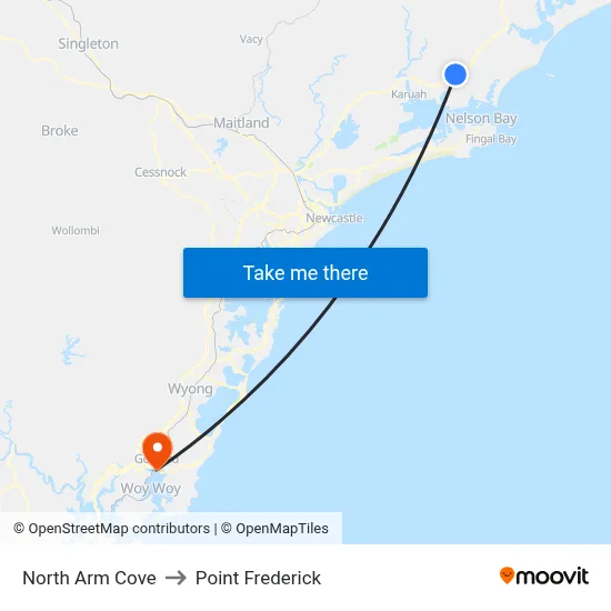 North Arm Cove to Point Frederick map