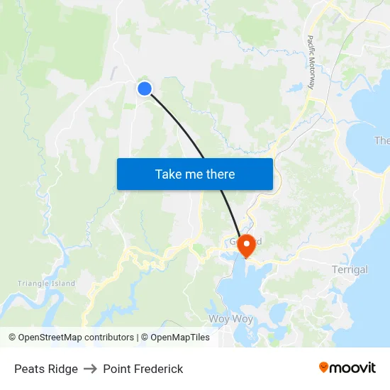 Peats Ridge to Point Frederick map