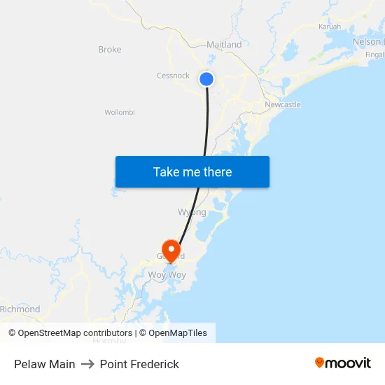 Pelaw Main to Point Frederick map