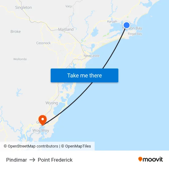 Pindimar to Point Frederick map
