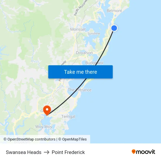 Swansea Heads to Point Frederick map