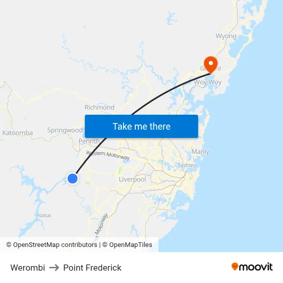 Werombi to Point Frederick map