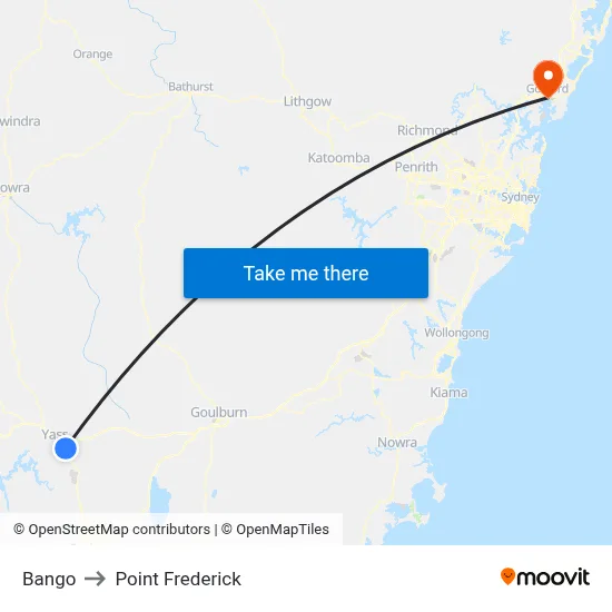 Bango to Point Frederick map