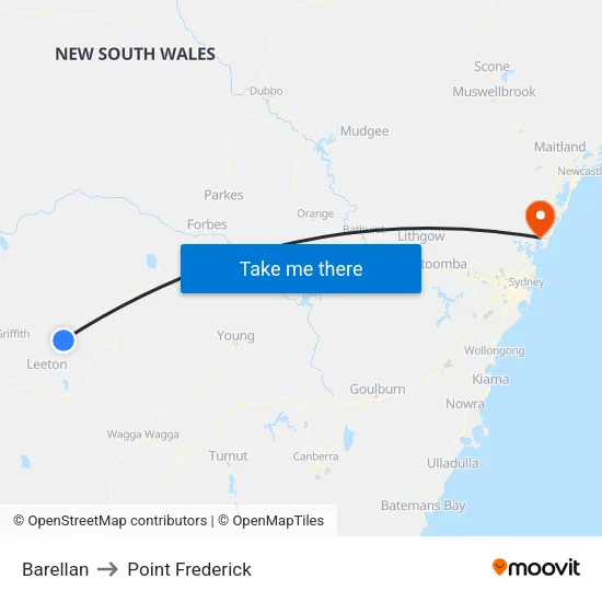 Barellan to Point Frederick map