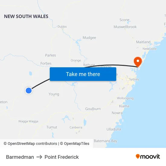 Barmedman to Point Frederick map