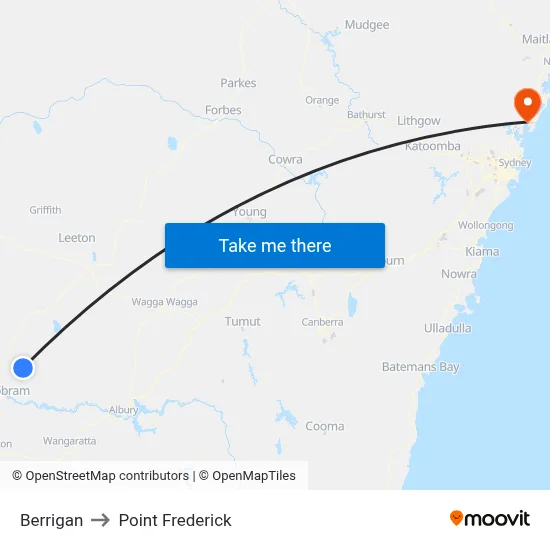 Berrigan to Point Frederick map
