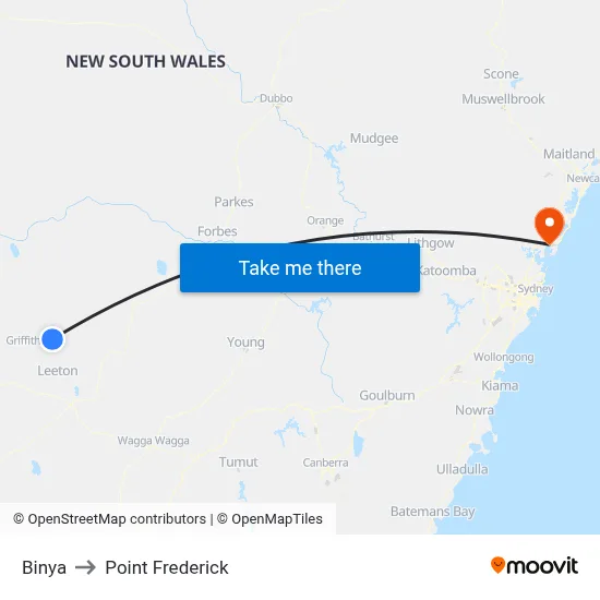 Binya to Point Frederick map