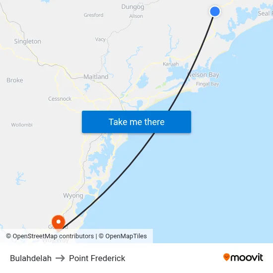 Bulahdelah to Point Frederick map