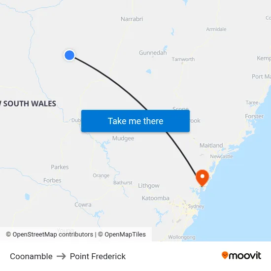 Coonamble to Point Frederick map
