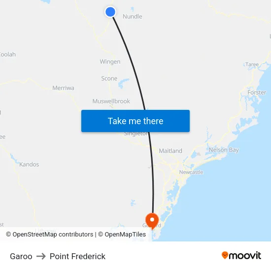 Garoo to Point Frederick map
