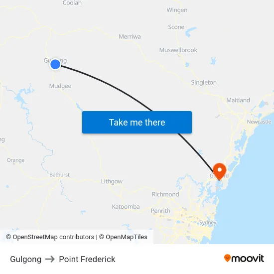 Gulgong to Point Frederick map