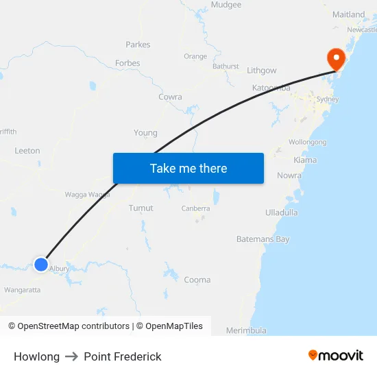 Howlong to Point Frederick map