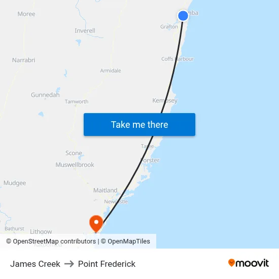 James Creek to Point Frederick map
