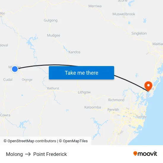 Molong to Point Frederick map