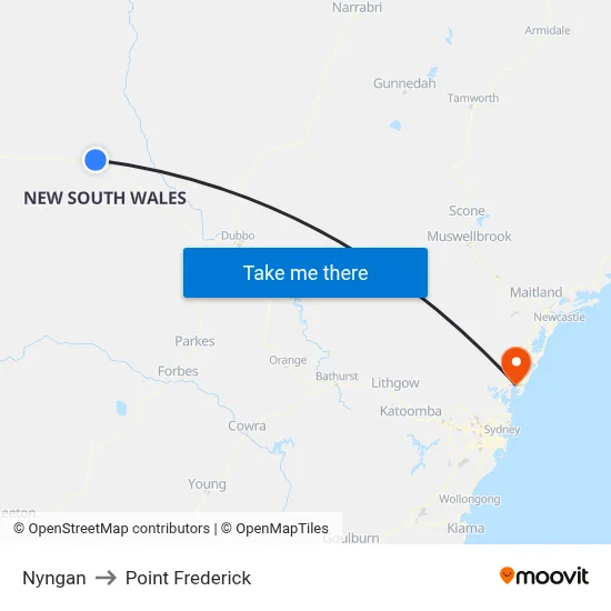 Nyngan to Point Frederick map