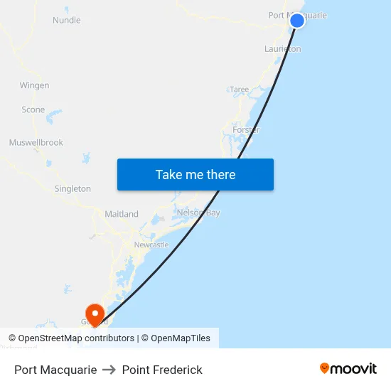 Port Macquarie to Point Frederick map