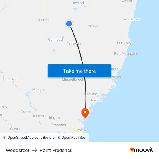 Woodsreef to Point Frederick map