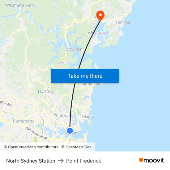 North Sydney Station to Point Frederick map