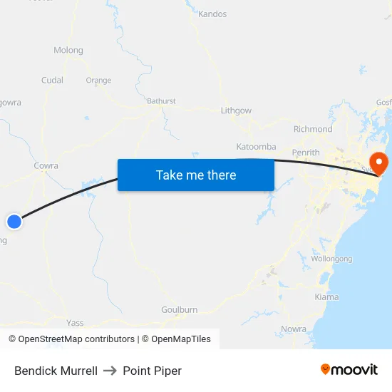 Bendick Murrell to Point Piper map