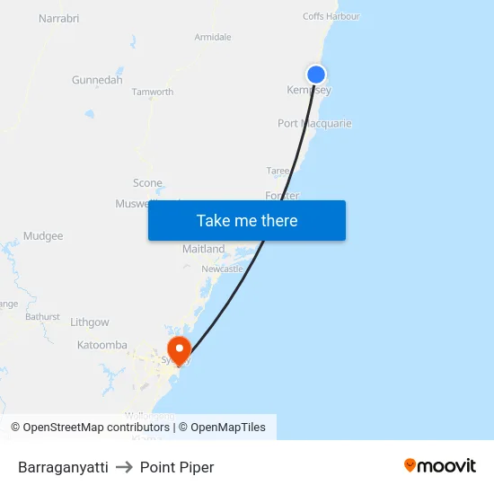 Barraganyatti to Point Piper map