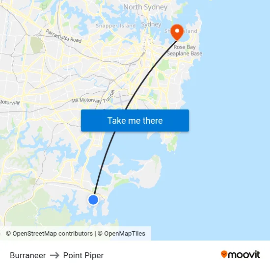 Burraneer to Point Piper map