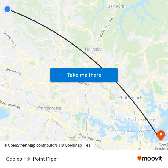 Gables to Point Piper map