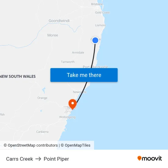 Carrs Creek to Point Piper map