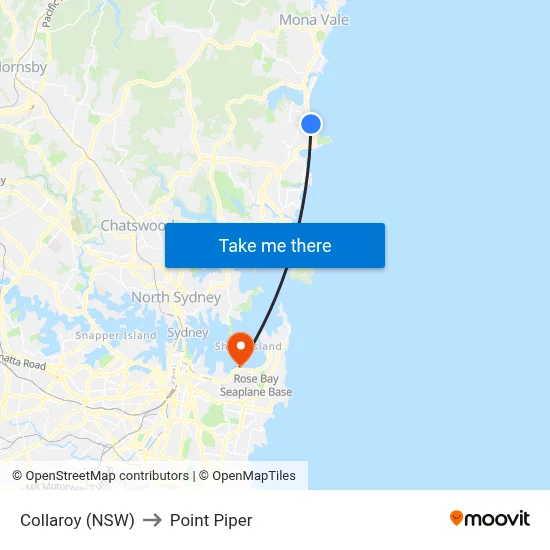 Collaroy (NSW) to Point Piper map