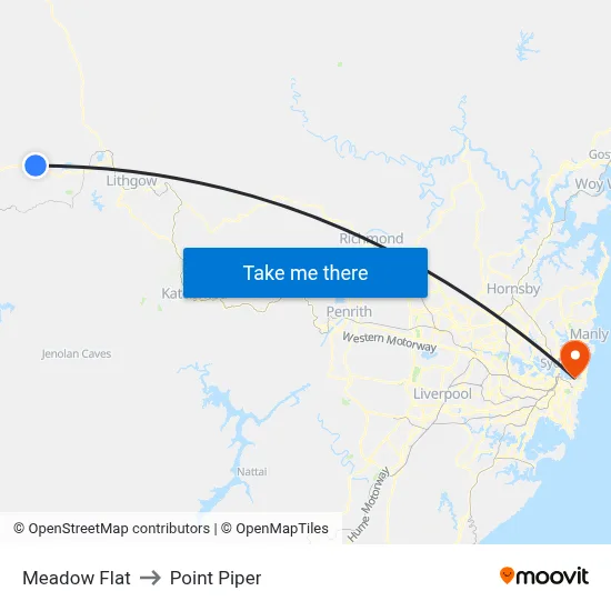Meadow Flat to Point Piper map