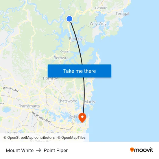 Mount White to Point Piper map