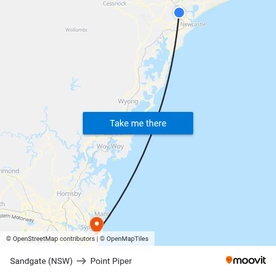 Sandgate (NSW) to Point Piper map