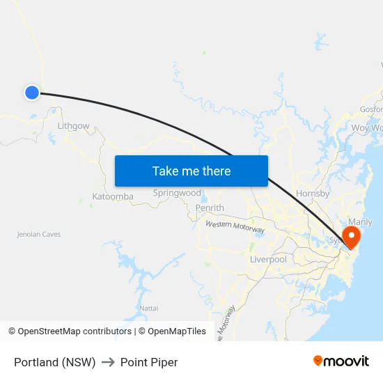 Portland (NSW) to Point Piper map