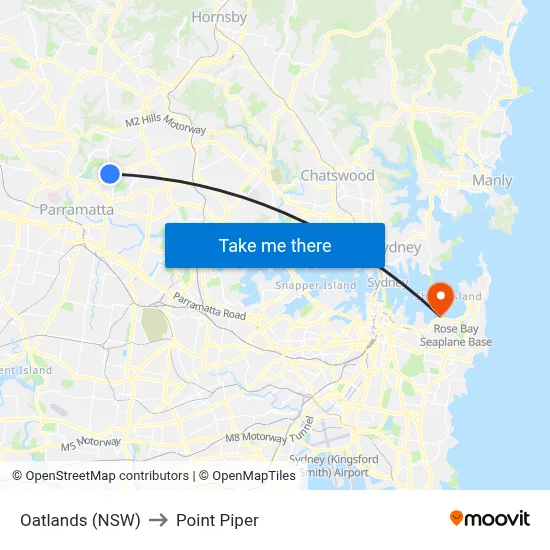 Oatlands (NSW) to Point Piper map