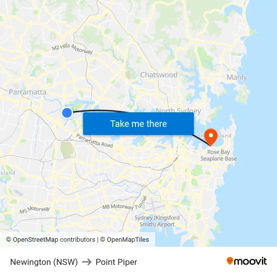Newington (NSW) to Point Piper map