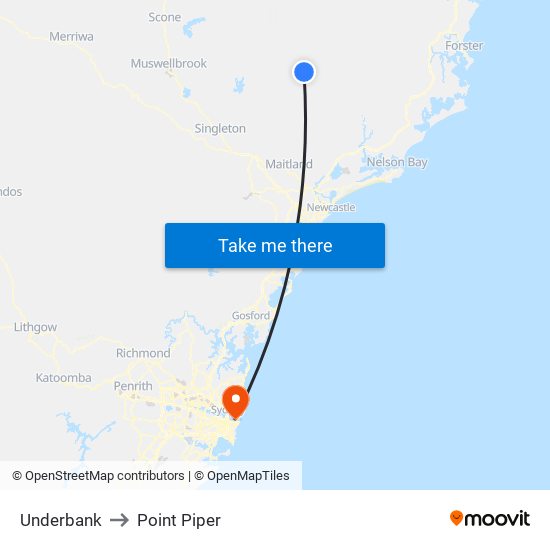 Underbank to Point Piper map