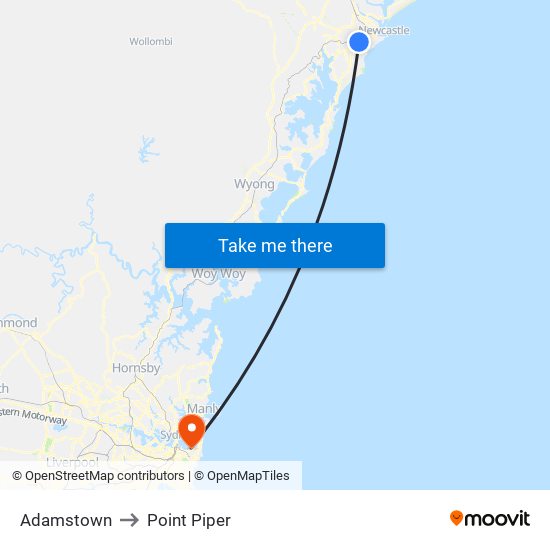 Adamstown to Point Piper map