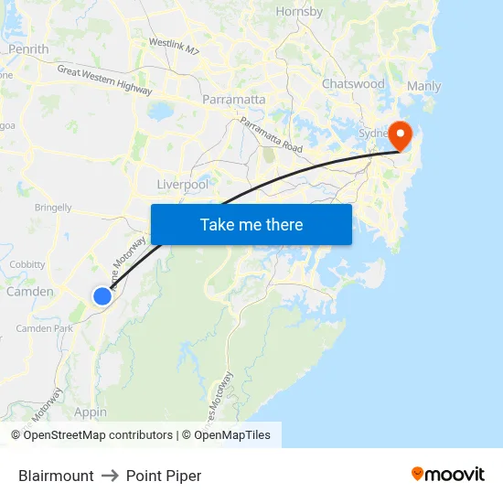 Blairmount to Point Piper map