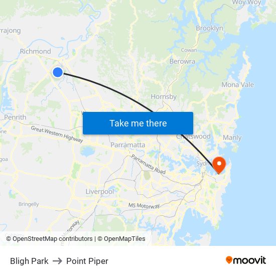 Bligh Park to Point Piper map