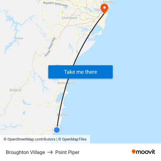 Broughton Village to Point Piper map