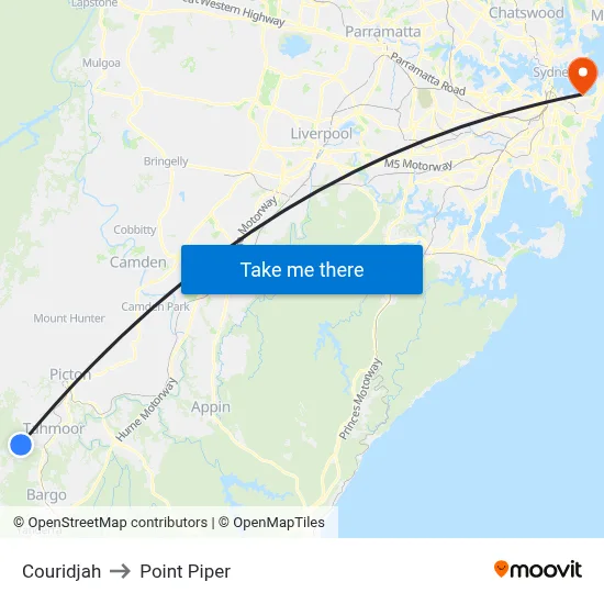 Couridjah to Point Piper map