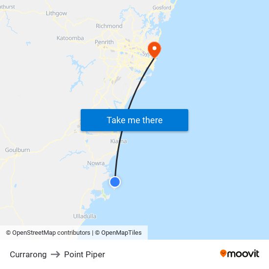 Currarong to Point Piper map