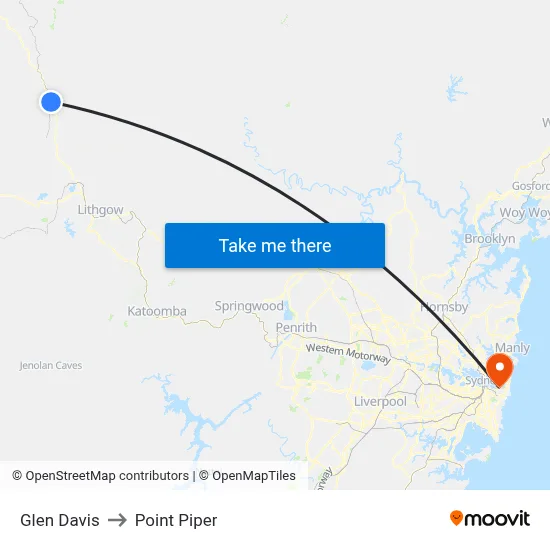 Glen Davis to Point Piper map