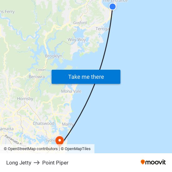 Long Jetty to Point Piper map