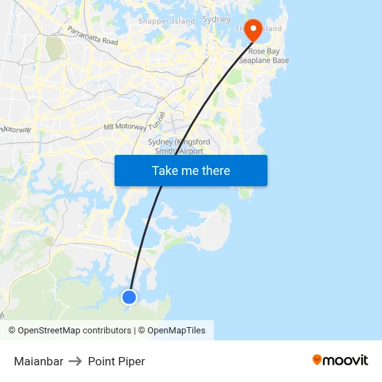 Maianbar to Point Piper map
