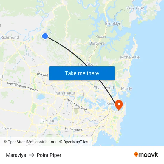 Maraylya to Point Piper map